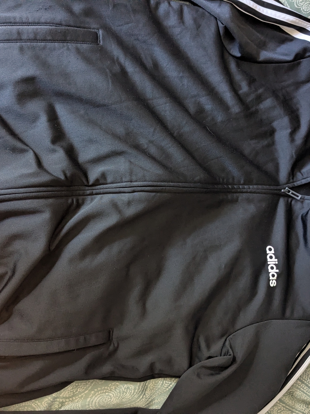 adidas Black Zip-Up Performance Jacket with White Logo